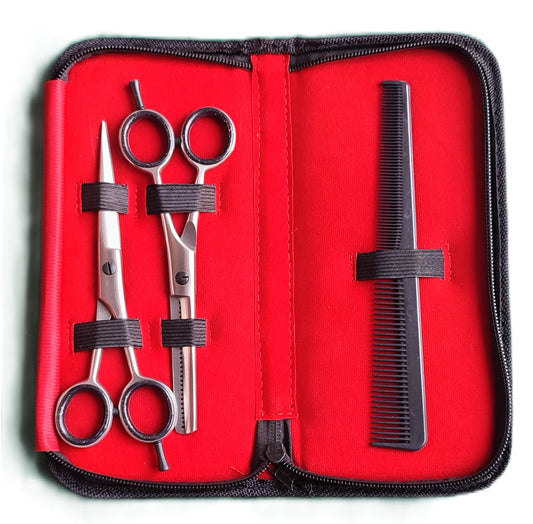 Dextrous Forbici Parrucchiere Professionali, 4Pcs Kit Forbici per Capelli & Forbici Sfoltire & Pettine Capelli per Taglio di Capelli da Fai da te/Casa/Barbiere