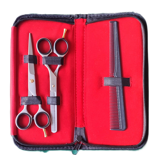 Dextrous Forbici Parrucchiere Professionali, 4Pcs Kit Forbici per Capelli & Forbici Sfoltire & Pettine Capelli per Taglio di Capelli da Fai da te/Casa/Barbiere